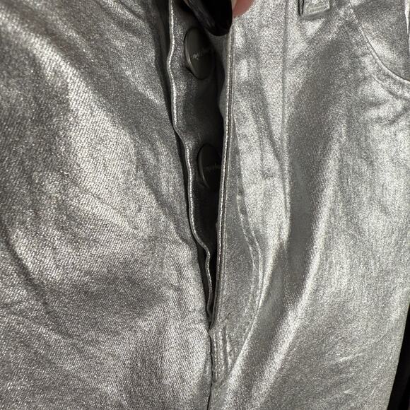 Superdown Regina Metallic Jean Silver Straight Leg Jeans Revolve Size 32 NEW - Picture 6 of 9